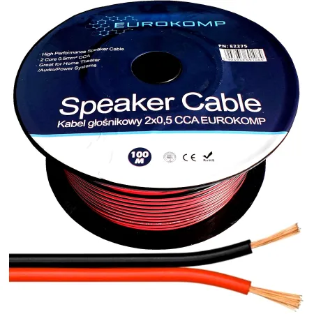Kabel głośnikowy 2x0,5 CCA czarno-czerwony