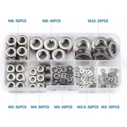 Zestaw 360 podkładek ze stali nierdzewnej