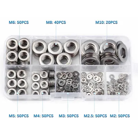 Zestaw 360 podkładek ze stali nierdzewnej