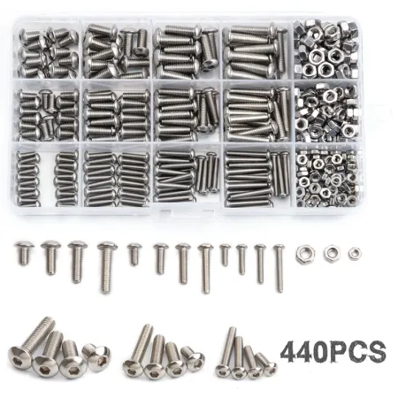 Zestaw 440 śrub Hex ze stali nierdzewnej