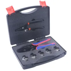 Zestaw zaciskarka z wymiennymi szczękami + cęgi