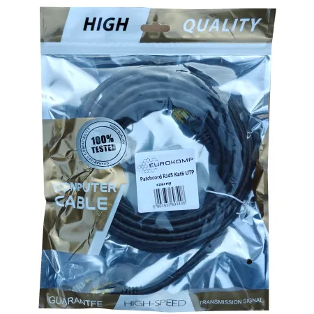 Patchcord RJ45 Kat6 UTP czarny 5m.